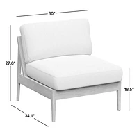 Andorra Weathered Grey Wood Outdoor Armless Chair with Sand Cushions