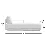 Mallorca Wood Right-Arm Outdoor Chaise Lounge with Ivory Cushions