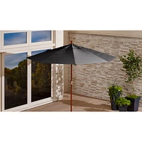9' Round Sunbrella ® Charcoal Outdoor Patio Umbrella with Eucalyptus Frame