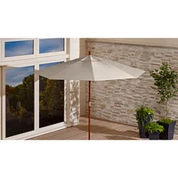 9' Round Sunbrella ® Stone Outdoor Patio Umbrella with Eucalyptus Frame