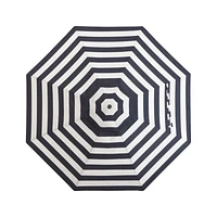 9' Round Sunbrella ® Cabana Stripe Navy Outdoor Patio Umbrella with Tilt Black Frame
