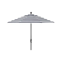 9' Round Sunbrella ® Cabana Stripe Navy Outdoor Patio Umbrella with Tilt Black Frame