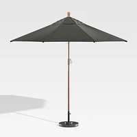 9' Round Sunbrella ® Charcoal Outdoor Patio Umbrella with Eucalyptus Frame