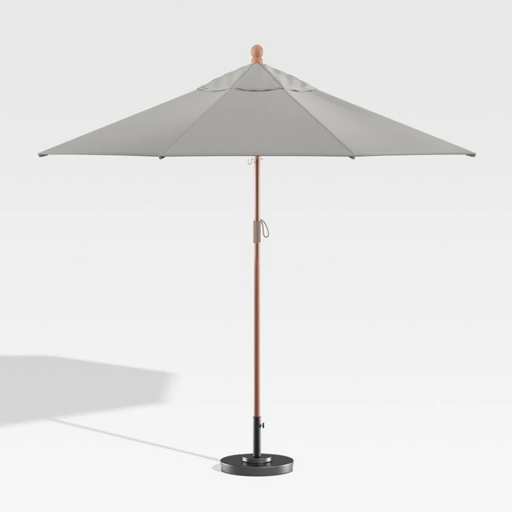 9' Round Sunbrella ® Graphite Outdoor Patio Umbrella with Eucalyptus Frame