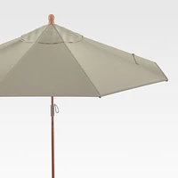 9' Round Sunbrella ® Stone Outdoor Patio Umbrella with Eucalyptus Frame