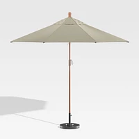 9' Round Sunbrella ® Stone Outdoor Patio Umbrella with Eucalyptus Frame