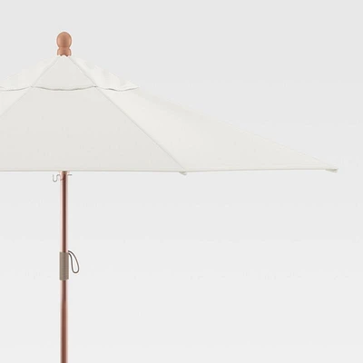 9' Round Sunbrella ® White Sand Outdoor Patio Umbrella with Eucalyptus Frame