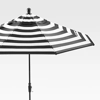 9' Sunbrella ® Black Cabana Stripe Outdoor Patio Umbrella with Eucalyptus Frame