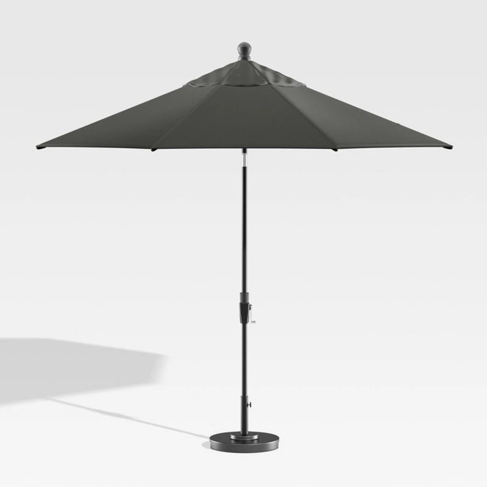 9' Round Sunbrella ® Charcoal Outdoor Patio Umbrella with Tilt Black Frame