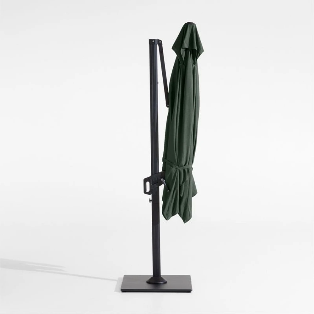 9' Square Cast Ivy Green Sunbrella® Cantilever Outdoor Patio Umbrella with Black Metal Frame