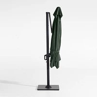 9' Square Cast Ivy Green Sunbrella® Cantilever Outdoor Patio Umbrella with Black Metal Frame