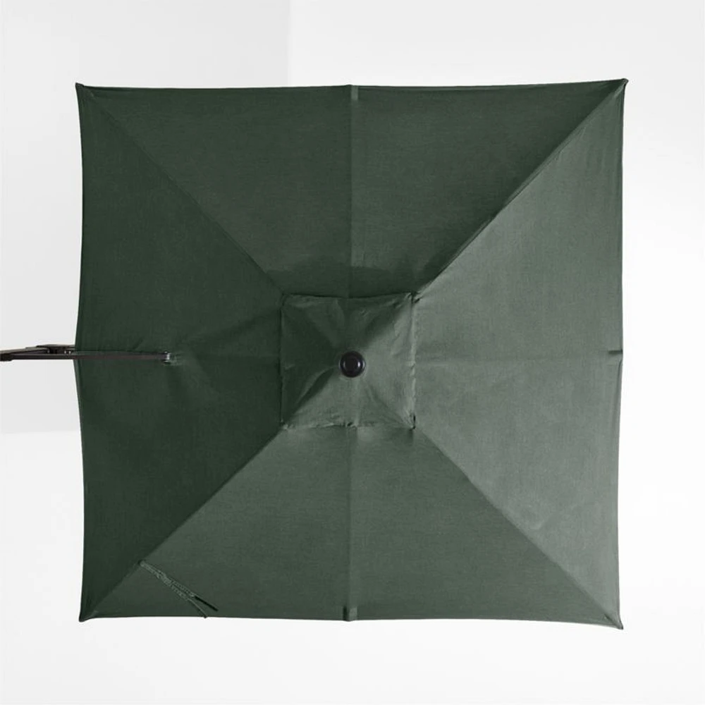9' Square Cast Ivy Green Sunbrella® Cantilever Outdoor Patio Umbrella with Black Metal Frame
