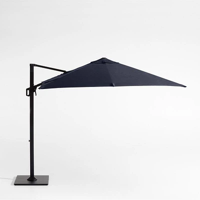 9' Square Canvas Navy Blue Sunbrella® Cantilever Outdoor Patio Umbrella with Black Metal Frame