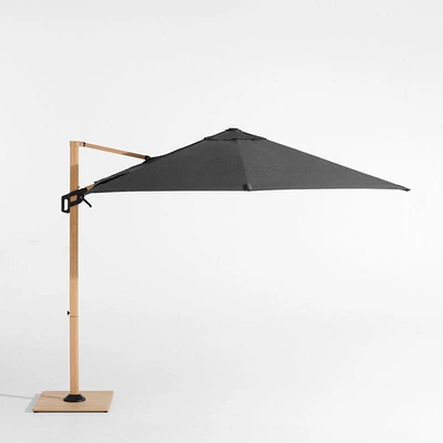 9' Square Cast Charcoal Grey Sunbrella® Cantilever Outdoor Patio Umbrella with Faux Wood Metal Frame