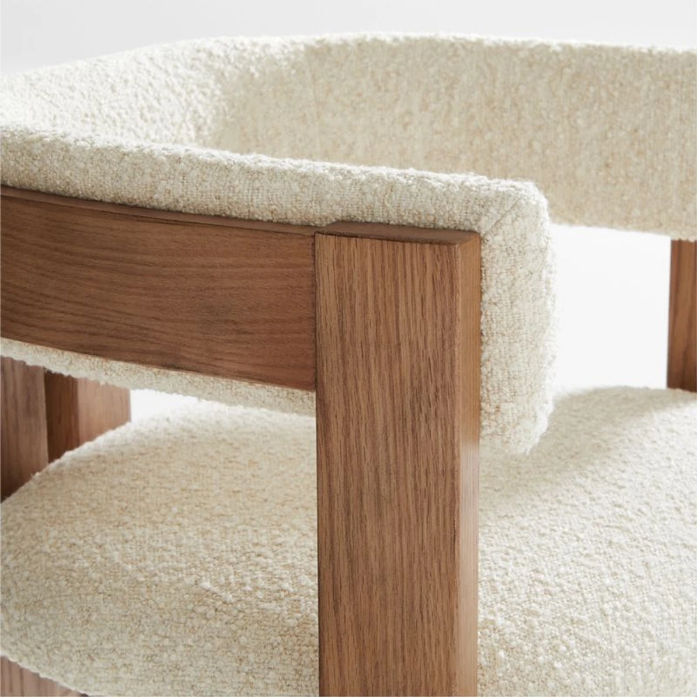 Ceremonie Natural Boucle Dining Arm Chair by Athena Calderone
