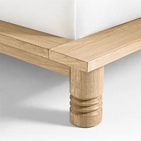 Revival Oak Wood Platform Queen Bed with Upholstered Headboard by Athena Calderone