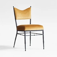 Rodin Ochre Velvet Dining Side Chair by Athena Calderone