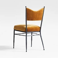 Rodin Ochre Velvet Dining Side Chair by Athena Calderone