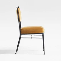Rodin Ochre Velvet Dining Side Chair by Athena Calderone