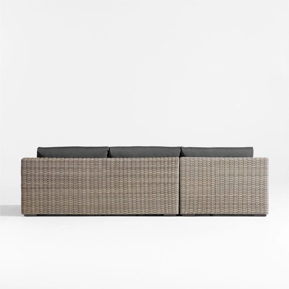 Abaco Resin Wicker -Piece Left-Arm Chaise Outdoor Sectional Sofa with Charcoal Sunbrella ® Cushions