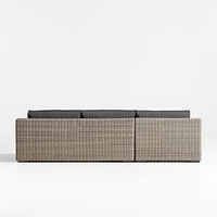 Abaco Resin Wicker -Piece Left-Arm Chaise Outdoor Sectional Sofa with Charcoal Sunbrella ® Cushions
