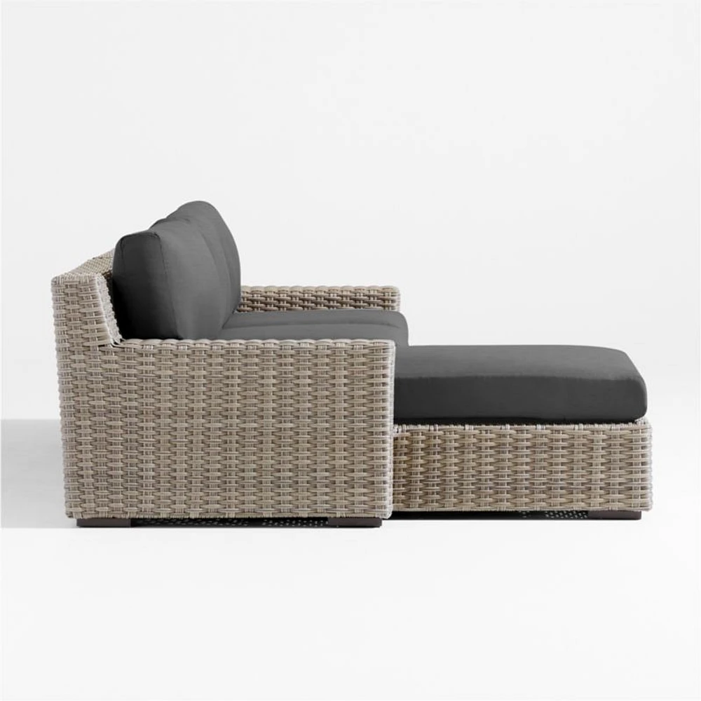 Abaco Resin Wicker -Piece Left-Arm Chaise Outdoor Sectional Sofa with Charcoal Sunbrella ® Cushions