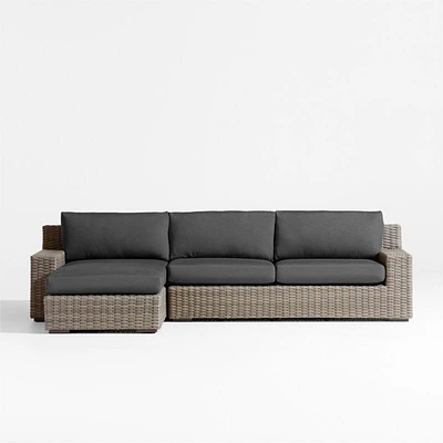 Abaco Resin Wicker -Piece Left-Arm Chaise Outdoor Sectional Sofa with Charcoal Sunbrella ® Cushions