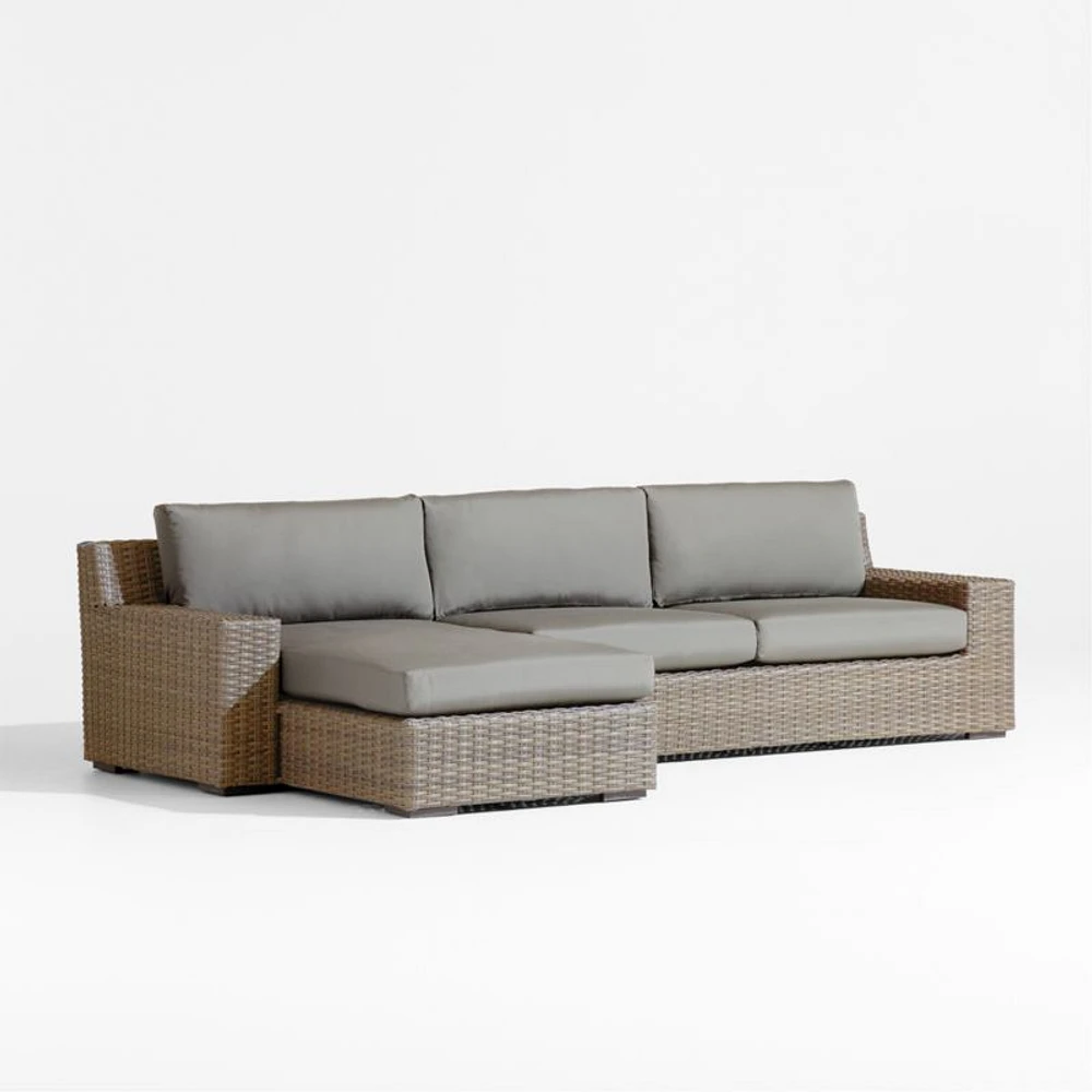 Abaco Resin Wicker -Piece Left-Arm Chaise Outdoor Sectional Sofa with Graphite Sunbrella ® Cushions