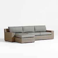 Abaco Resin Wicker -Piece Left-Arm Chaise Outdoor Sectional Sofa with Graphite Sunbrella ® Cushions