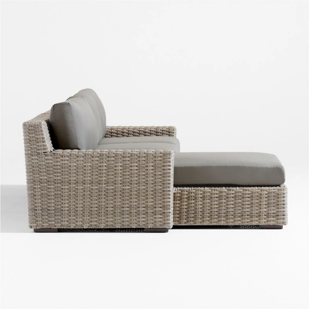 Abaco Resin Wicker -Piece Left-Arm Chaise Outdoor Sectional Sofa with Graphite Sunbrella ® Cushions