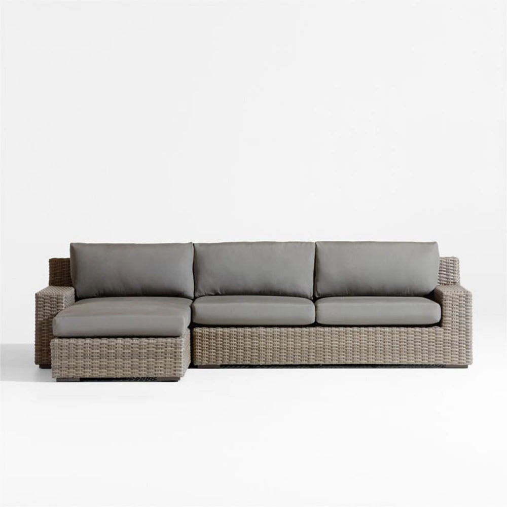 Abaco Resin Wicker -Piece Left-Arm Chaise Outdoor Sectional Sofa with Graphite Sunbrella ® Cushions