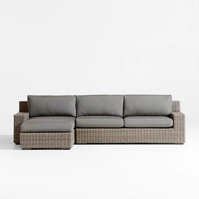 Abaco Resin Wicker -Piece Left-Arm Chaise Outdoor Sectional Sofa with Graphite Sunbrella ® Cushions
