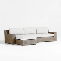 Abaco Resin Wicker -Piece Left-Arm Chaise Outdoor Sectional Sofa with Natural Sunbrella ® Cushions