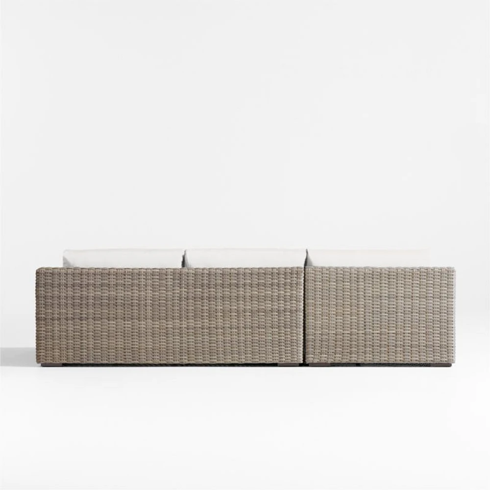 Abaco Resin Wicker -Piece Left-Arm Chaise Outdoor Sectional Sofa with Natural Sunbrella ® Cushions