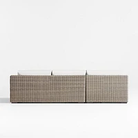 Abaco Resin Wicker -Piece Left-Arm Chaise Outdoor Sectional Sofa with Natural Sunbrella ® Cushions