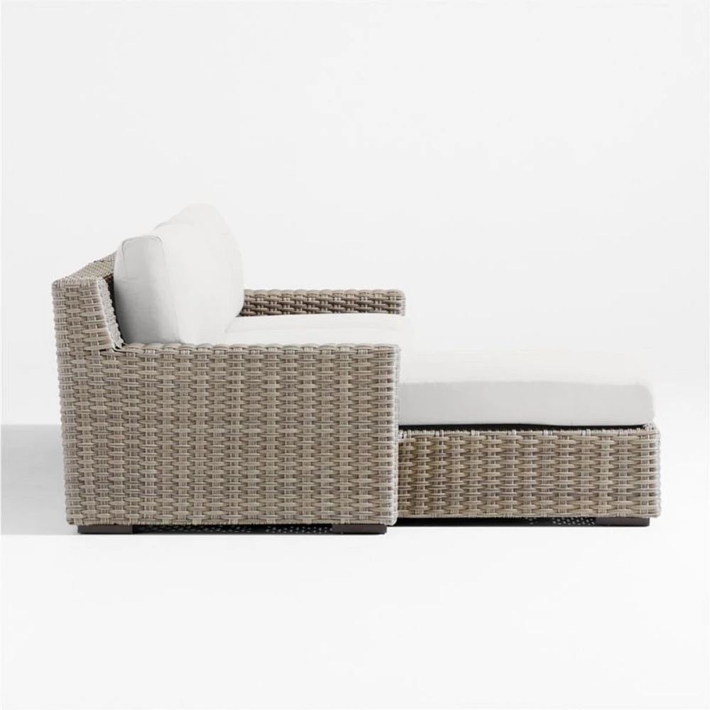 Abaco Resin Wicker -Piece Left-Arm Chaise Outdoor Sectional Sofa with Natural Sunbrella ® Cushions
