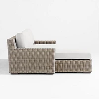 Abaco Resin Wicker -Piece Left-Arm Chaise Outdoor Sectional Sofa with Natural Sunbrella ® Cushions