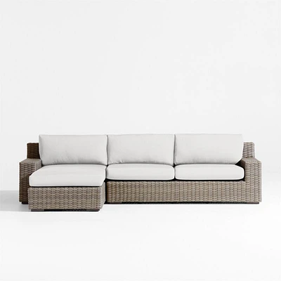 Abaco Resin Wicker 2-Piece Left-Arm Chaise Outdoor Sectional Sofa with White Sand Sunbrella ® Cushions