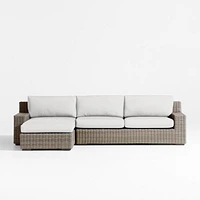 Abaco Resin Wicker -Piece Left-Arm Chaise Outdoor Sectional Sofa with Natural Sunbrella ® Cushions