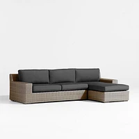 Abaco Resin Wicker -Piece Right-Arm Chaise Outdoor Sectional Sofa with Charcoal Sunbrella ® Cushions