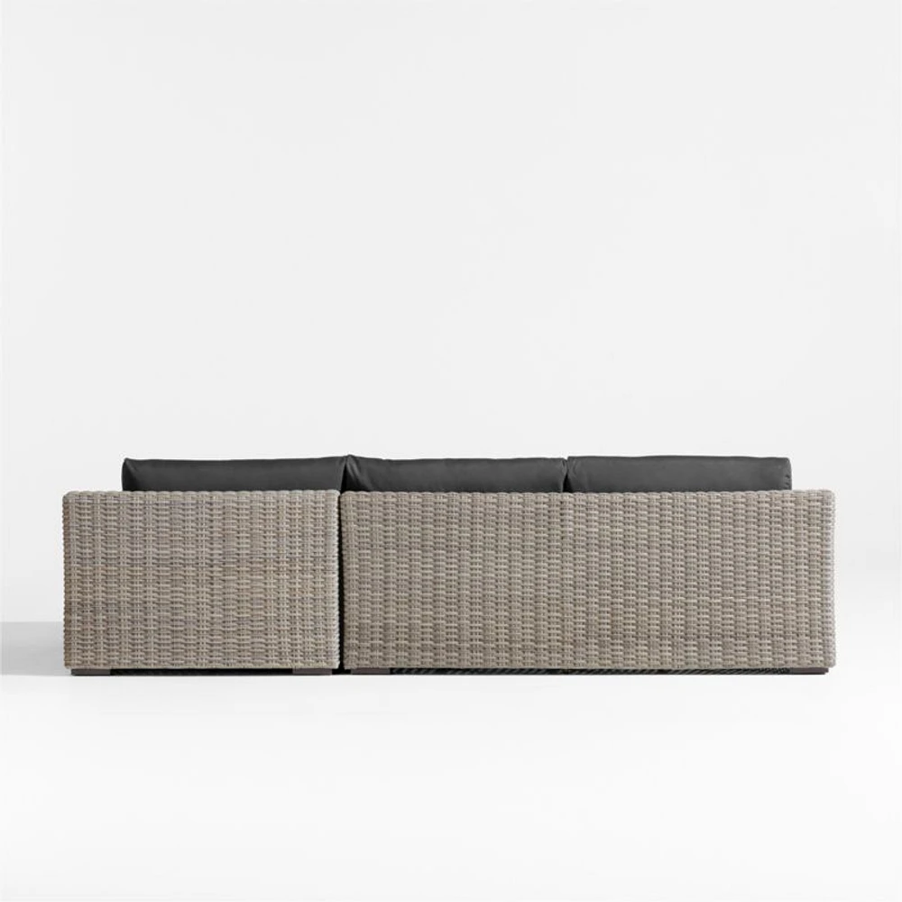 Abaco Resin Wicker -Piece Right-Arm Chaise Outdoor Sectional Sofa with Charcoal Sunbrella ® Cushions