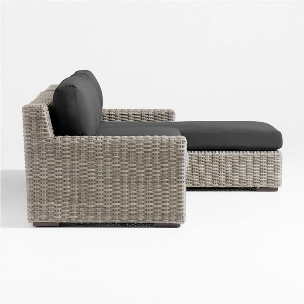 Abaco Resin Wicker -Piece Right-Arm Chaise Outdoor Sectional Sofa with Charcoal Sunbrella ® Cushions