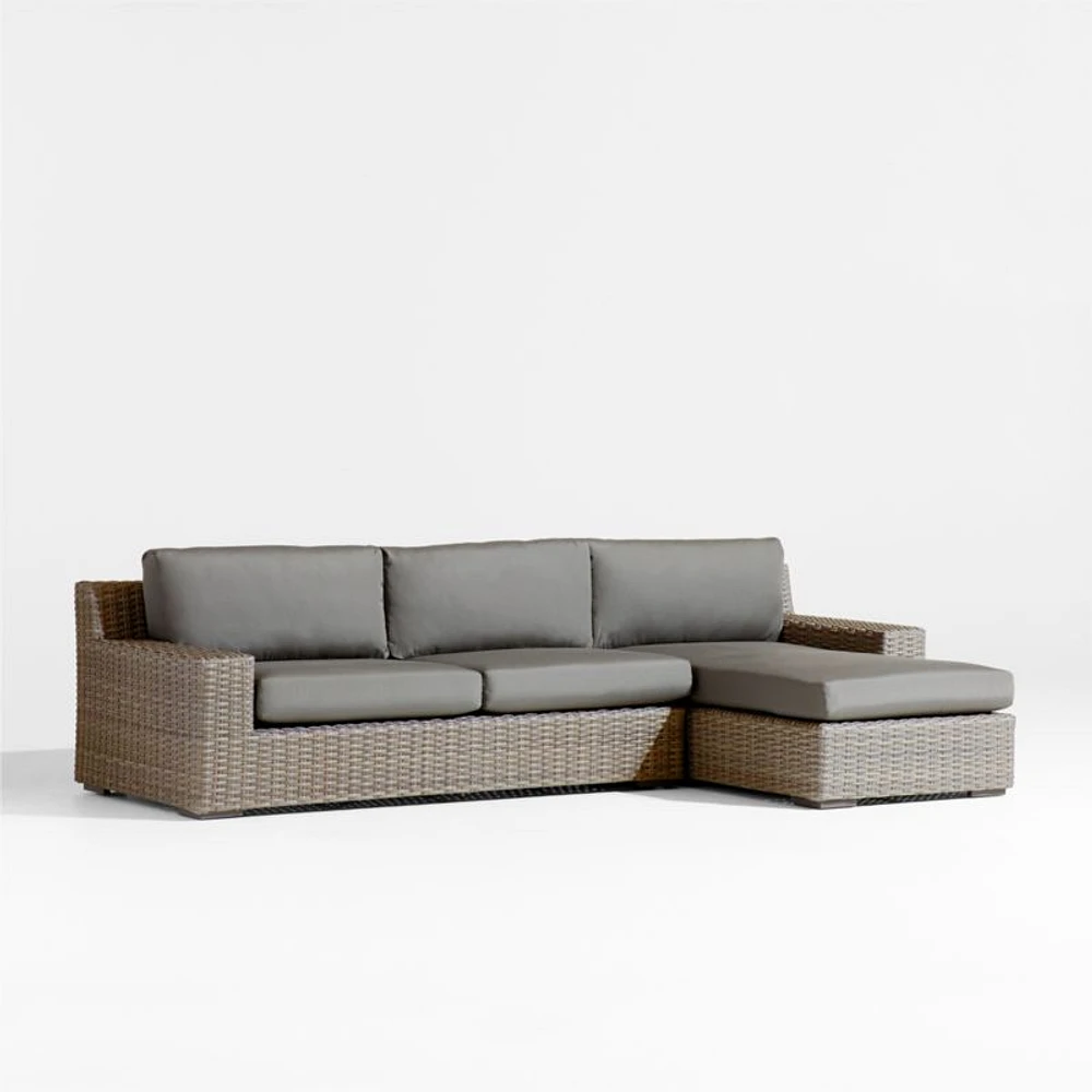 Abaco Resin Wicker -Piece Right-Arm Chaise Outdoor Sectional Sofa with Graphite Sunbrella ® Cushions