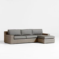 Abaco Resin Wicker -Piece Right-Arm Chaise Outdoor Sectional Sofa with Graphite Sunbrella ® Cushions