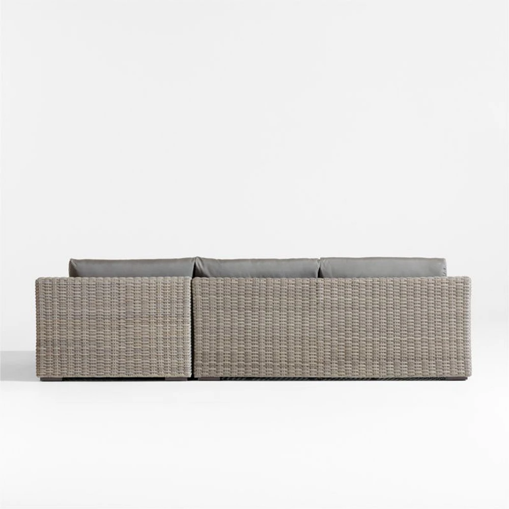 Abaco Resin Wicker -Piece Right-Arm Chaise Outdoor Sectional Sofa with Graphite Sunbrella ® Cushions