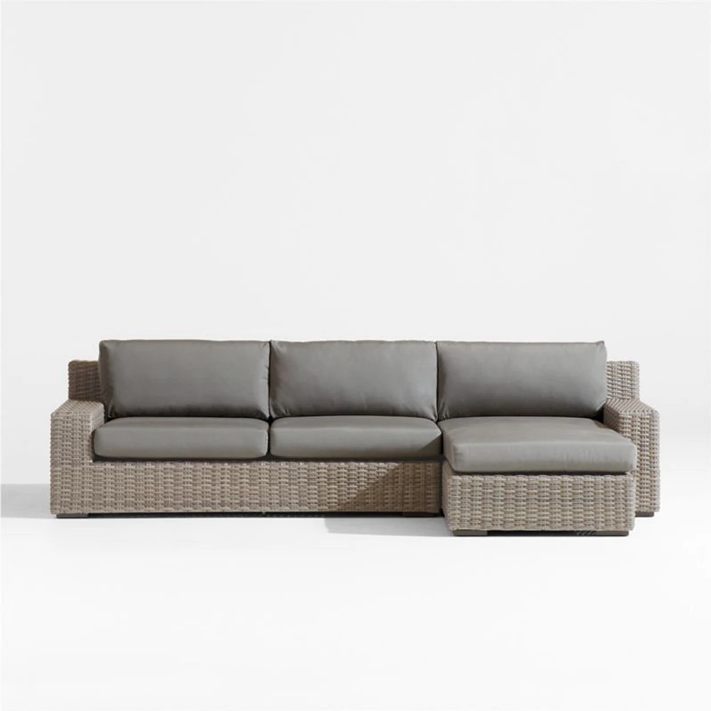 Abaco Resin Wicker -Piece Right-Arm Chaise Outdoor Sectional Sofa with Graphite Sunbrella ® Cushions