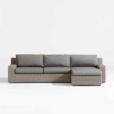 Abaco Resin Wicker -Piece Right-Arm Chaise Outdoor Sectional Sofa with Graphite Sunbrella ® Cushions