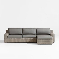 Abaco Resin Wicker -Piece Right-Arm Chaise Outdoor Sectional Sofa with Graphite Sunbrella ® Cushions