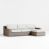Abaco Resin Wicker -Piece Right-Arm Chaise Outdoor Sectional Sofa with Natural Sunbrella ® Cushions