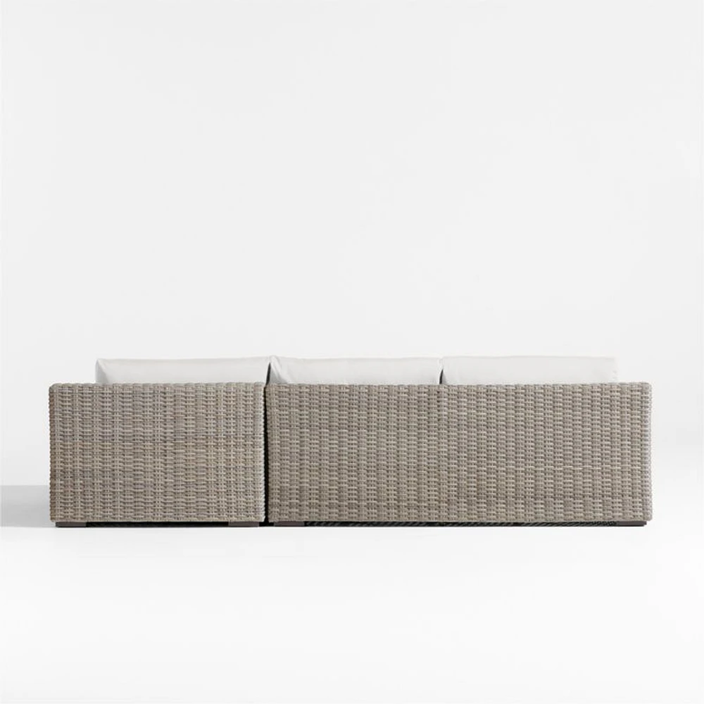 Abaco Resin Wicker -Piece Right-Arm Chaise Outdoor Sectional Sofa with Natural Sunbrella ® Cushions